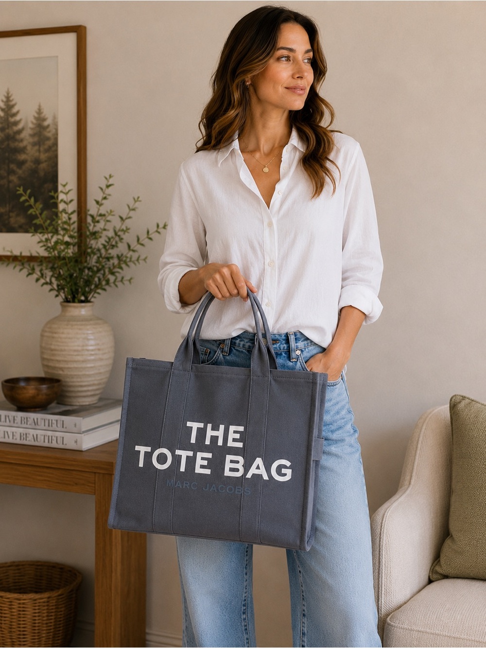 Marc Jacobs Gray Canvas 'The Tote Bag' Shoulder Tote